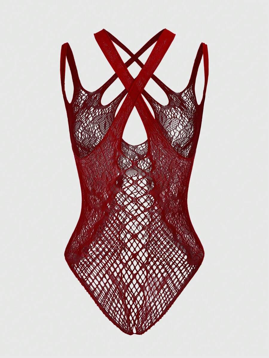 ROMWE Kawaii Himekaji Sexy Fishnet Bodysuit High Elasticity Lingerie