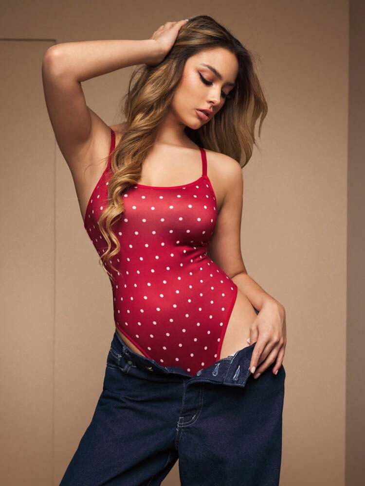SuitURBody Women's Sexy Polka Dot Jumpsuit, Suitable For Outerwear Or Layering UnderwearOuter