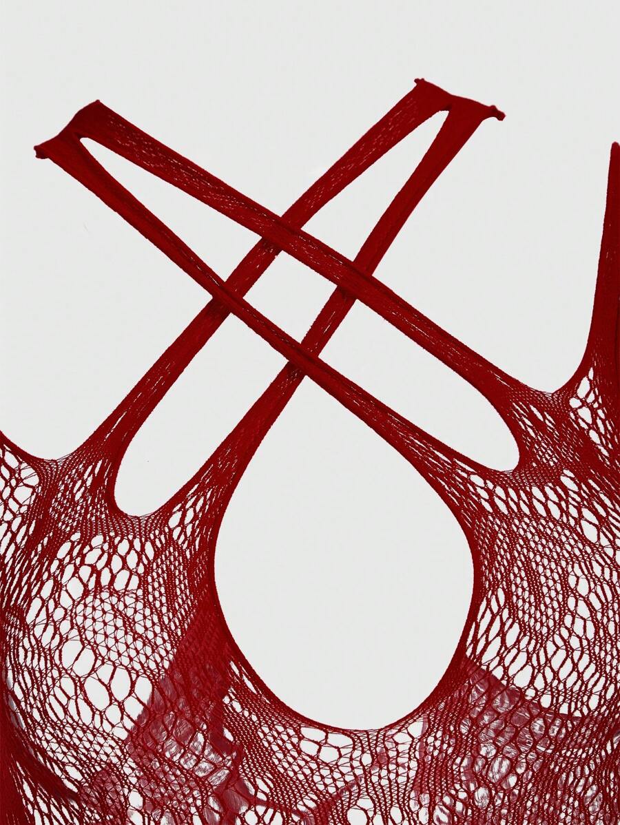 ROMWE Kawaii Himekaji Sexy Fishnet Bodysuit High Elasticity Lingerie